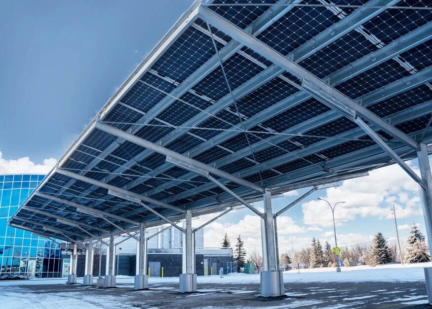 Solar panel mounted structures.