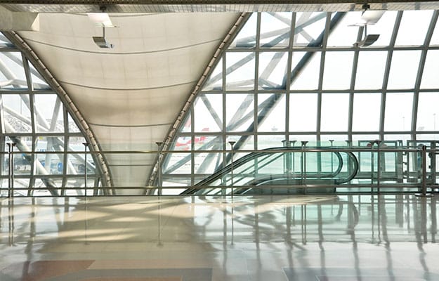 Interior view of airport and aviation facilities.