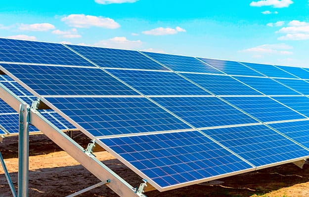 Image of Ground-Mounted solar panel with rack structures.