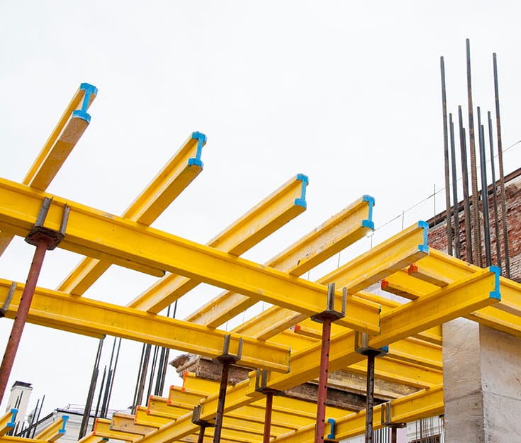 Image of metal beams used in construction.