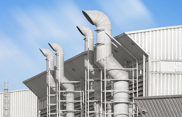 Image of huge metal pipelines in Power plant industry.