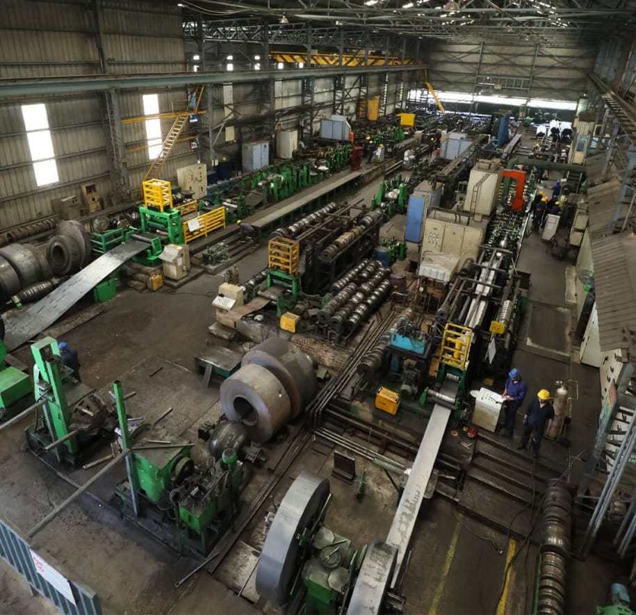 Ariel view of metal manufacturing unit with machines in MKK.
