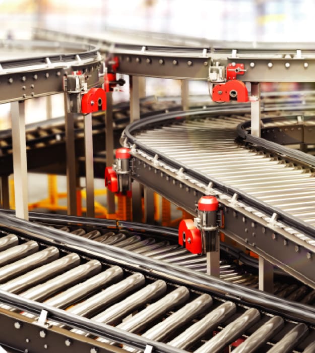 Metal conveyors in industries.