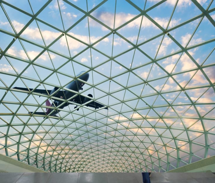 The airport is constructed with circular hollow section steels.