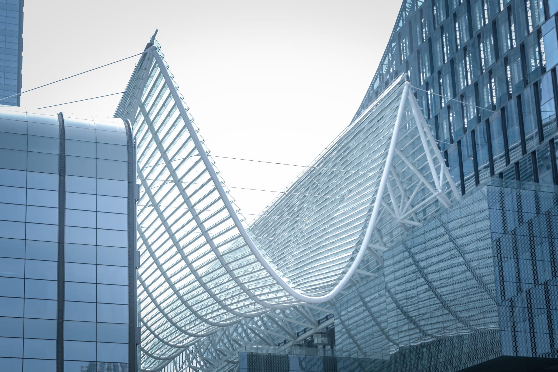 Modern roof in high-rise construction.