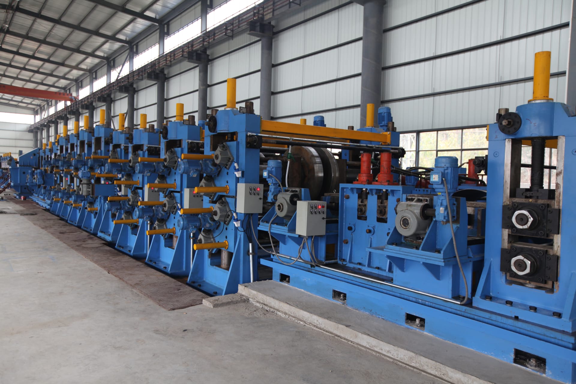 Tube mill in the metal production industry.