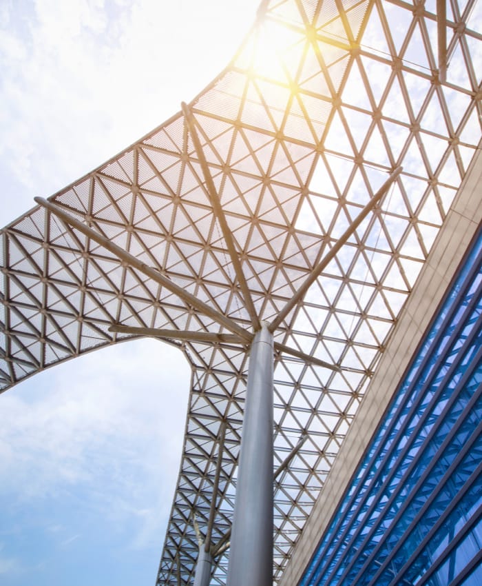 Pre-engineered structure using rectangular hollow section.