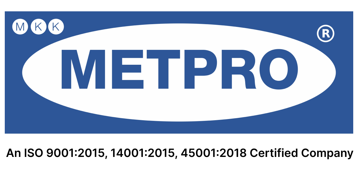 The brand logo of METPRO, MKK Metals.