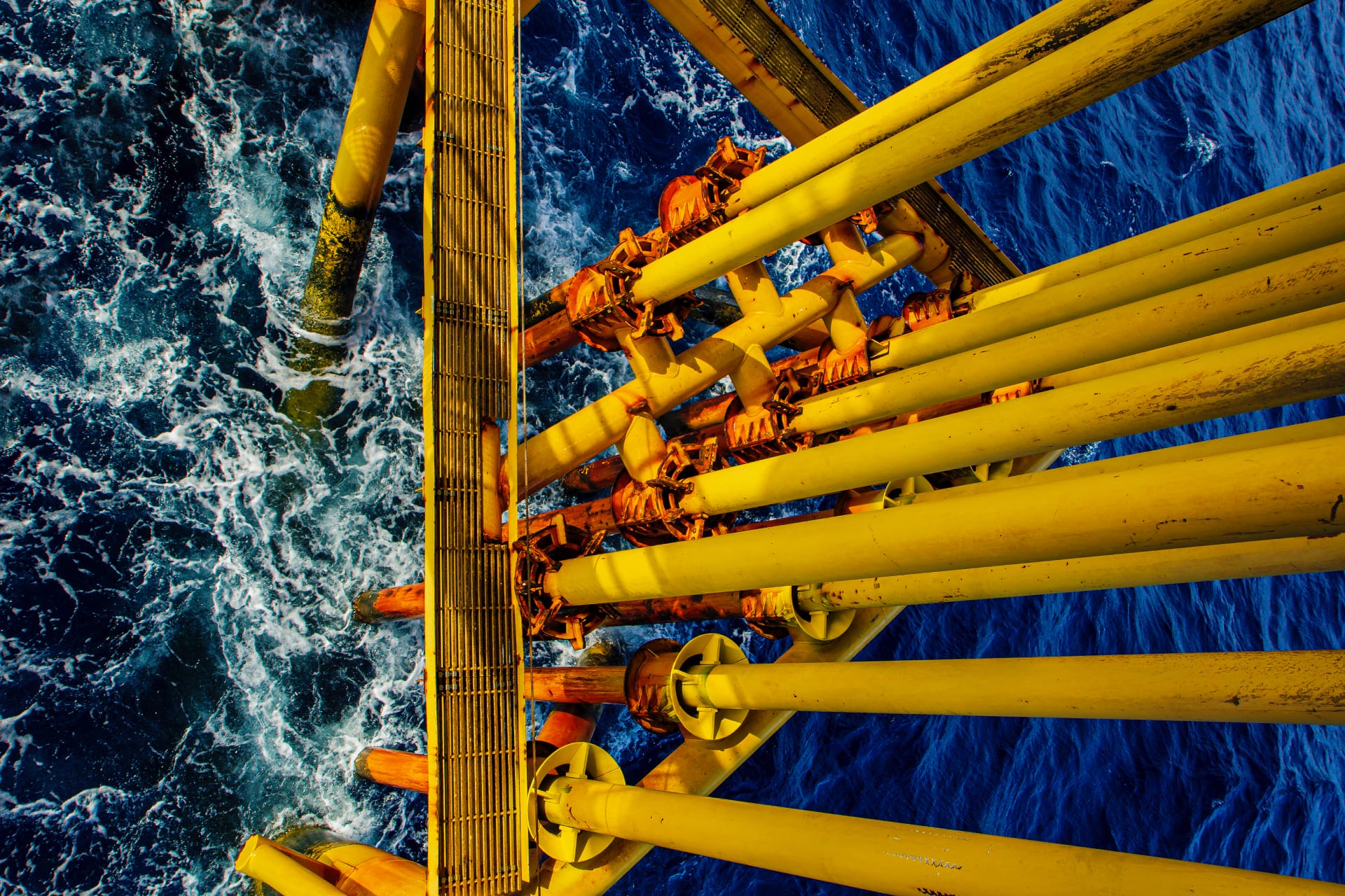 Metal pipes used in marine construction projects.